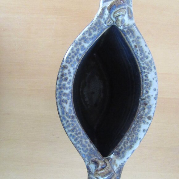 Vintage glazed art pottery envelope shaped vase -geometric pattern-Modernist-MCM - Picture 8 of 12